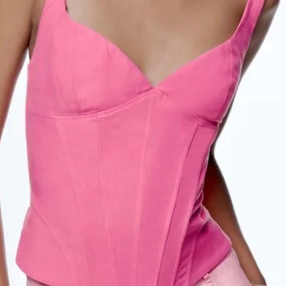 Zara pink linen blend corset